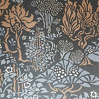 Обои флизелиновые Decoprint экологически чистые Daimon абстракция ветки листья черные коричневые серые серебро