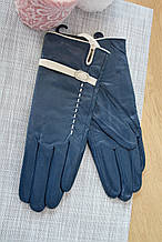 Жіночі шкіряні рукавички сині 3-374