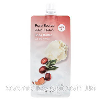 Нічна маска для обличчя на олії ши Missha Pure Source Pocket Pack Shea Butter, 10 мл, фото 1