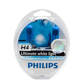 Автолампи, глологенні лампи для авто Н4 12 V 60/55 (43) PHILIPS Diamond Vision 5000 K (2шт)