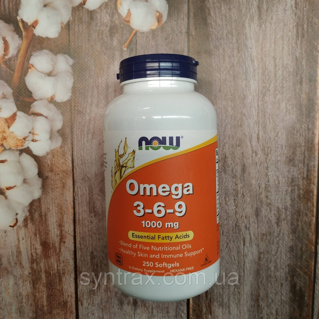 Now Foods Omega 3-6-9 250 soft 1000 mg, жирні кислоти Омега 3-6-9 нау