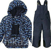 Лыжный термокостюм синяя куртка "Горы" и синие штаны-комбинезон для мальчика Crivit Pro р.98/104см