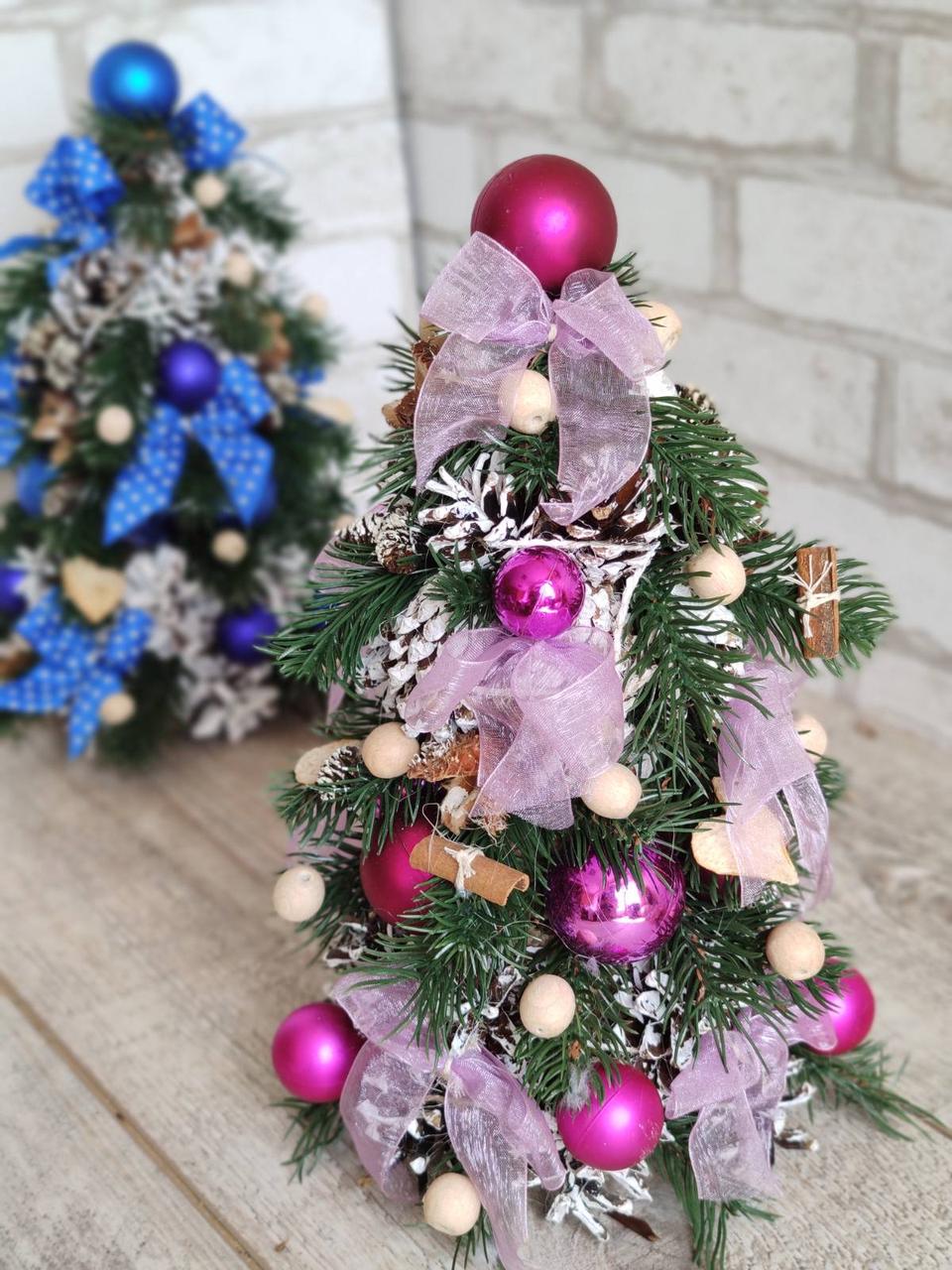 Ялинка з кулями і шишками , вис. ялинки 30-32 см, фото 1