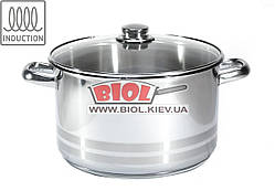 Каструля 8,5 л (Ø26 см, h-16 см) з неіржавкої сталі зі скляною кришкою (індукція) "Lion" Arian (Туреччина)