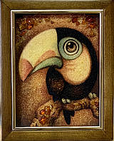 Дитяча картина з бурштину Какаду, дитяча картина з бурштину Какаду 15x20 см