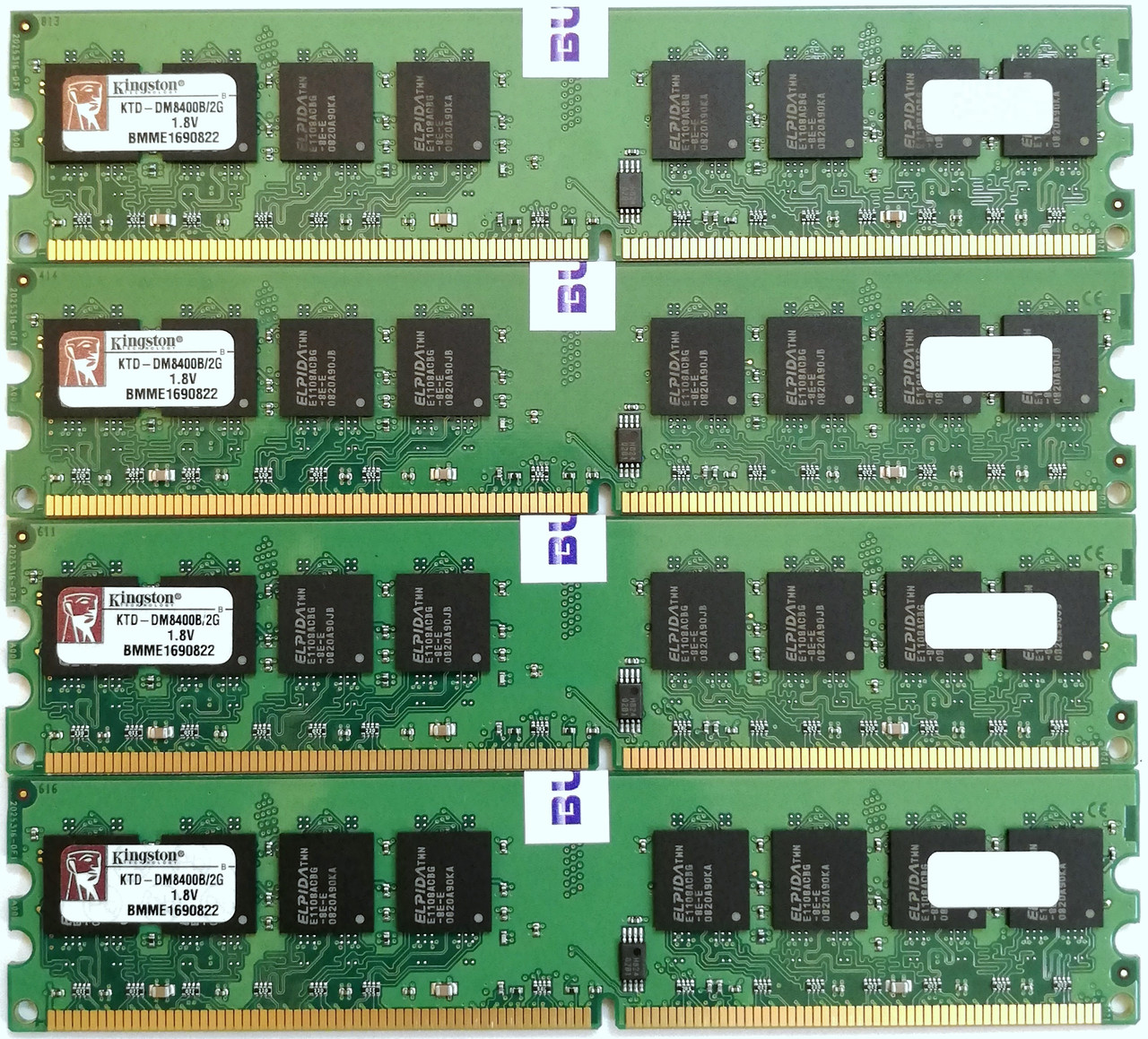 Комплект оперативної пам'яті Kingston DDR2 8Gb (4*2Gb) 667MHz PC2 5300U 2R8 CL5 (KTD-DM8400B/2G) Нова!