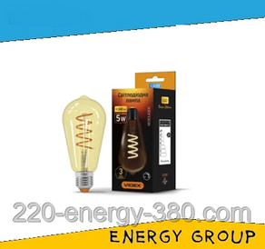 LED-лампа VIDEX Filament ST64FASD 5W E27 2200 K 220V димерна