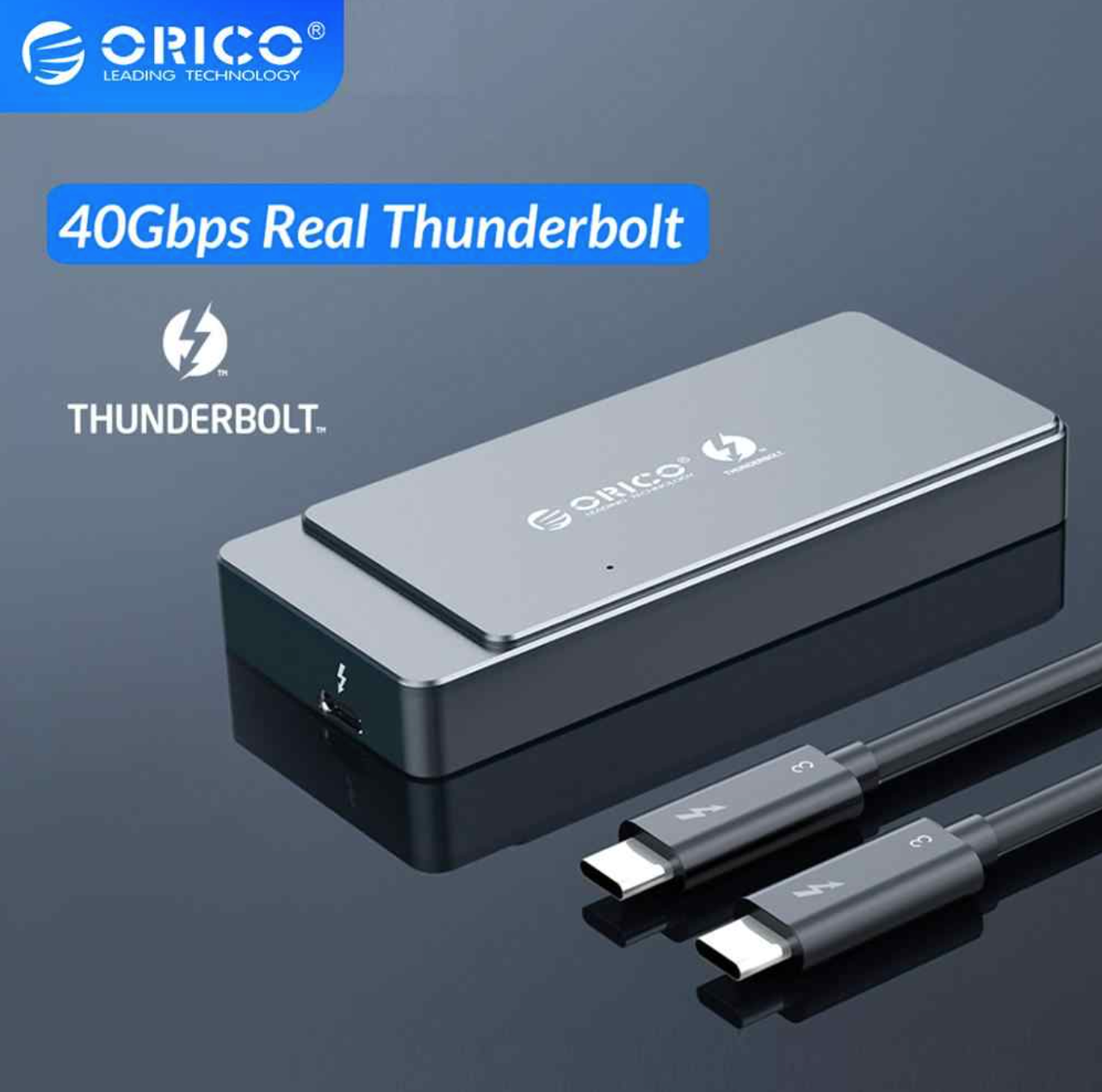 Корпус для жорсткого диска ORICO Thunderbolt 3 M.2 NVME SSD 40 Гбіт/с з кабелем Thunderbolt 3 для Mac, Windows