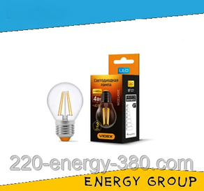 LED-лампа VIDEX Filament G45FMD 4W E27 4100 K 220V димерна