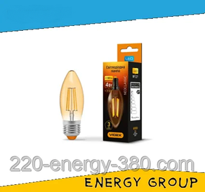 LED лампа VIDEX Filament C37FA 4W E27 2200K 220V