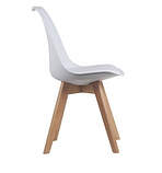 Стілець ТОР пластикове білий з м'якою сидушкою на дерев'яних ніжках, фото 2