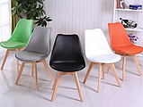 Стілець ТОР пластикове білий з м'якою сидушкою на дерев'яних ніжках, фото 4