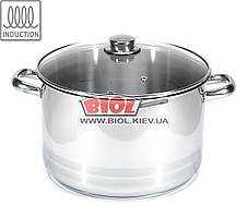 Каструля 10,5 л (Ø28 см, h-18 см) з неіржавкої сталі зі скляною кришкою (індукція) "Lion" Arian (Туреччина)