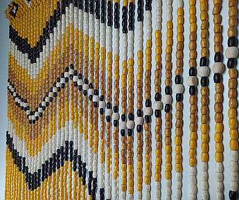 Штори з дерев'яних намистин Стильна світла | 40 підвісок | 1м × 2м | натуральне дерево, етнічний візерунок