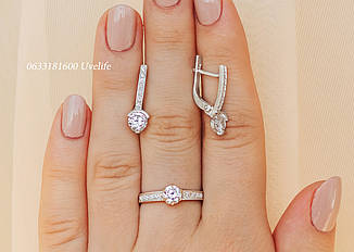 Набір серги + кільце срібло 925