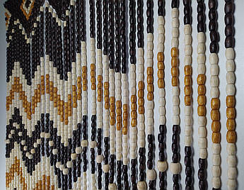 Штори з дерев’яних намистин Зубчаста 40 підвісок | дерев’яні дверні фіранки 1×2 м | екостиль