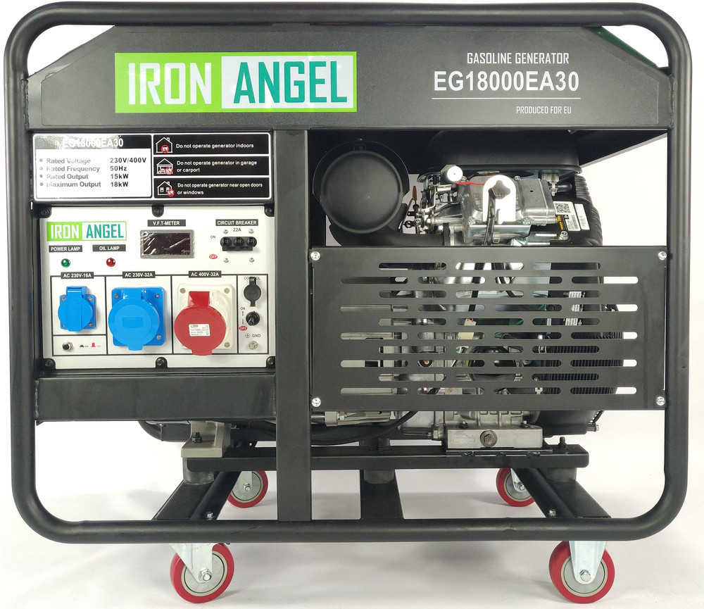 Бензиновий генератор Iron Angel EG 18000EA30 (18 кВт, 380V, ел.стартер) + блок автоматики