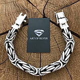 Срібний масивний чоловічий браслет Лисячий Хвіст із косичкою., фото 2
