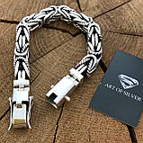 Срібний масивний чоловічий браслет Лисячий Хвіст із косичкою., фото 3