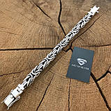 Срібний масивний чоловічий браслет Лисячий Хвіст із косичкою., фото 5