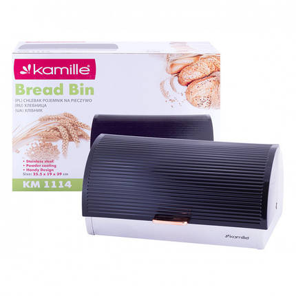 Хлібниця (нержавійка) велика 39х25.5х19 Kamille KM-1114, фото 1