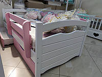 Кровать подростковая "Алина" цвет - белый + розовый борт, ящики и две задние планки