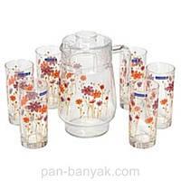 Набір для води Luminarc Country Flower (глечик 1,6 л+ стакани 270мл-6шт) 7 предметів скло (1959G)