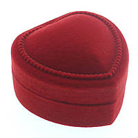 Футляр сердечко червоний оксамит для ювелірних виробів під кільце або прикраси розмір 5Х4Х5 см усередині червоний