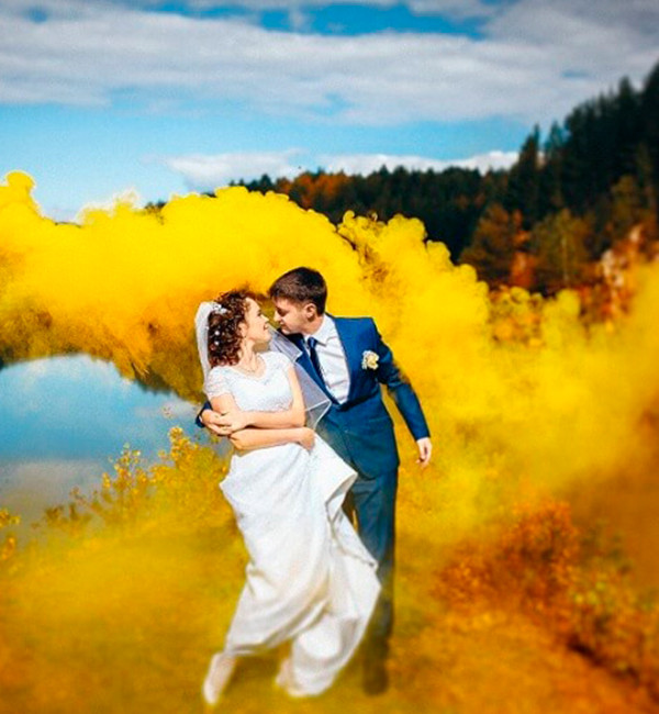 Цветной дым (дымовая шашка 60 сек.) для фотосессий, цвет - желтый - фото 2 - id-p1273954737