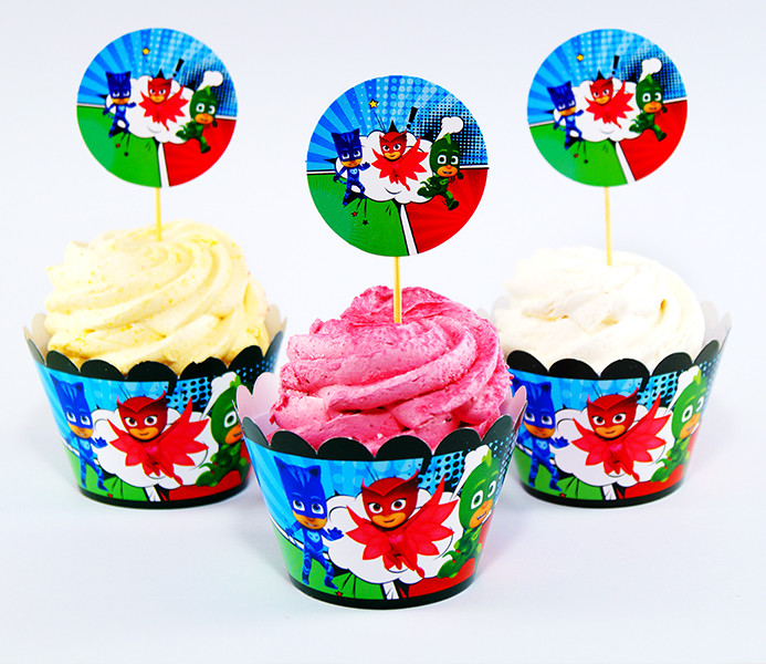 Набір для капкейків: топери і накладки на кошики (6шт/уп)-(Картон)- Герої в масках, Прикрасу для столу, Червоний, Синій, Зелений