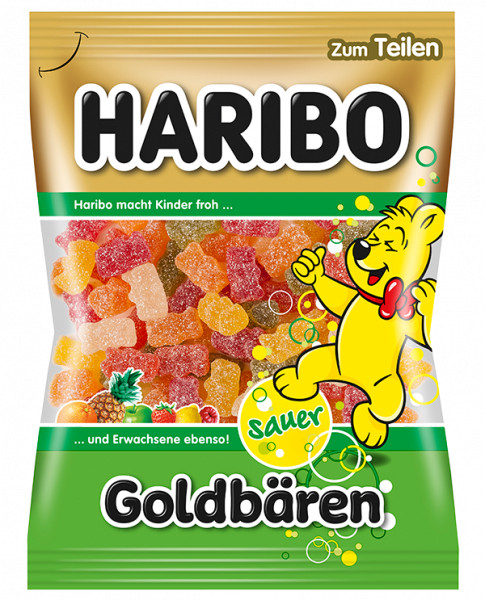 Haribo Goldbären Sauer Кислі Желейні цукерки з фруктовими смаками у формі Мішок 175g, фото 1