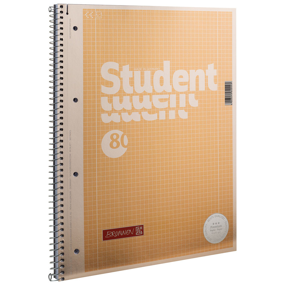 Зошит коледж-блок Brunnen А4 на спіралі в клітинку 80 аркушів 90 г/м2 обкладинка золотий металік