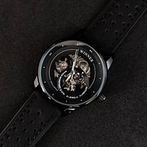 Годинник Winner Hunter чорні механічні годинник скелетон, фото 3