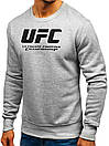 Утеплений чоловічий світшот UFC (Юфс) світло-сіра (ЗИМА) з начосом (велика емблема) толстовка лонгслів, фото 2
