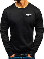 Утепленный мужской свитшот UFC (Юфс) черная (ЗИМА) с начесом (маленькая эмблема) толстовка лонгслив