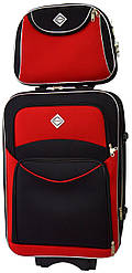 Комплект валіз і кейс Bonro Style (маленький). Колір чорно-червоний.
