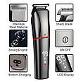 Тример універсальний для стриження волосся, бороди, тіла, носа, брів машинка для стриження Resuxi 12-в-1 LCD IPX6, фото 7