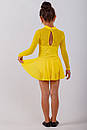 Купальник з спідницею для гімнастики з довгим рукавом і сіткою,жовтий стрейч-кулір, фото 2