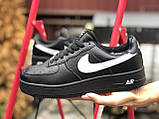Жіночі зимові кросівки Nike Air Force шкіряні чорні з білим, фото 7