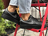 Жіночі зимові кросівки Nike Air Force шкіряні чорні сірі, фото 5