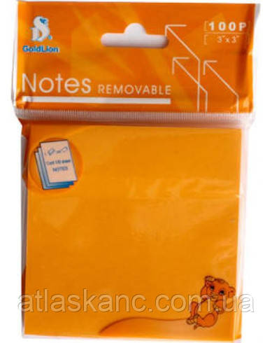 Папір для нотаток із липким шаром 76 х 76 Жовтогарячий Notes 121793