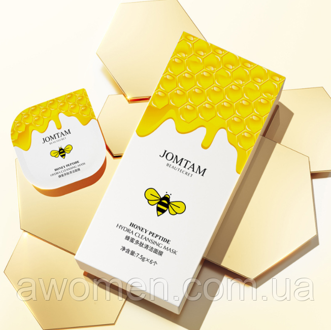 Нічна очисна маска для обличчя Jomtam Honey Peptide з екстрактом меду (паковання 6 штук)