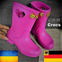 Фірмові дитячі чоботи Krocs. Німеччина — Україна. Рожеві