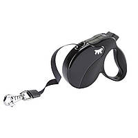 Поводир - рулетка для собак з стрічкою Ferplast Amigo Tape (Ферпласт Аміго Тейп) 14 х 3.6 x h 12 см - S, чорний