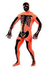 Жовтогарячий костюм скелета для всього тіла
