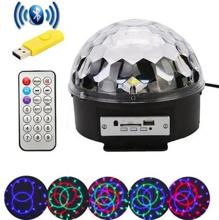 Світлодіодна диско-куля Magic Ball з Bluetooth та Mp3 (флешка Usb + пульт управління), фото 1
