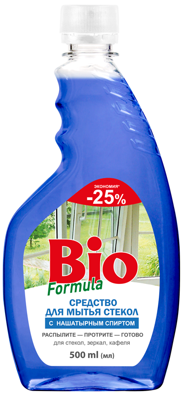 Засіб для миття скла з нашатирним спиртом 500 мл ЗАПАСКА BIO FORMULA, фото 1