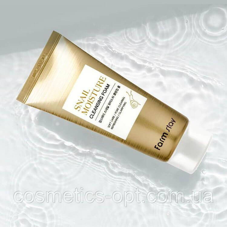 Зволожувальна пінка для вмивання з муцином равлика FarmStay Snail Moisture Cleansing Foam, 100 мл