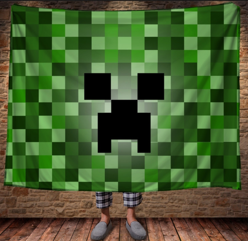 Плед з 3D принтом-MINECRAFT GREEN