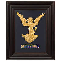 Настенная ключница "Ангел Хранитель" медь, золото, эмали, дерево 32*26 см. Цвет черный